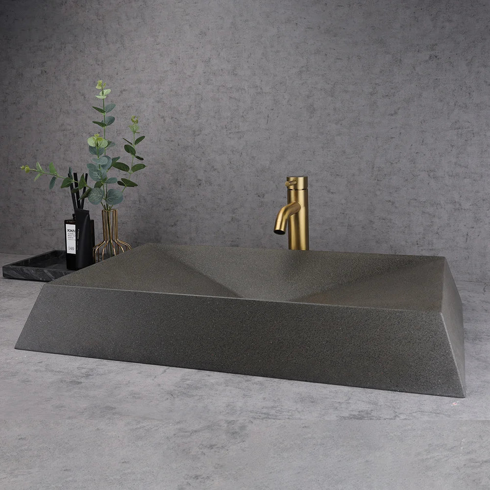 High-End Hotel Black Concrete Wash Basin