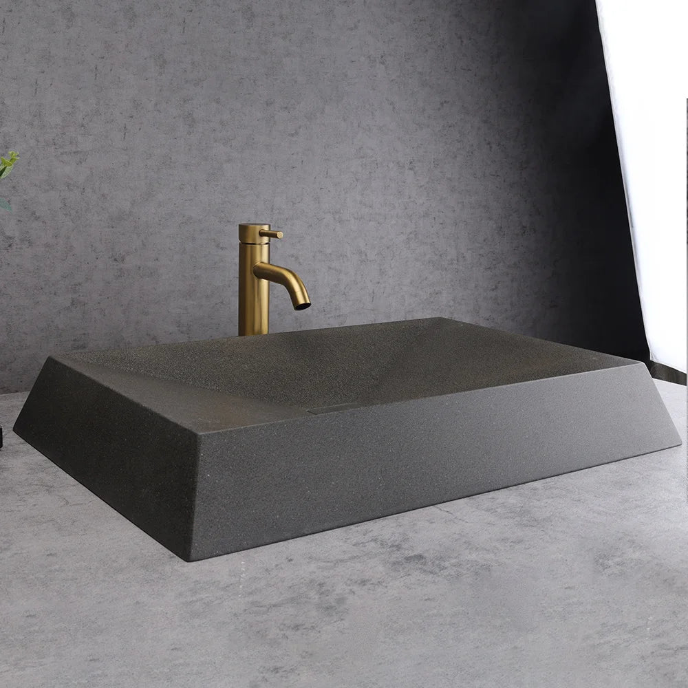 High-End Hotel Black Concrete Wash Basin