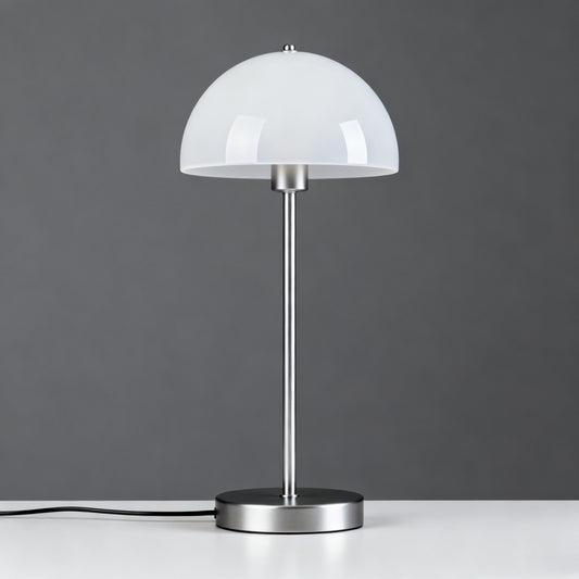 Silver-White Mushroom-Shaped Glass Modern Minimalist Table Lamp