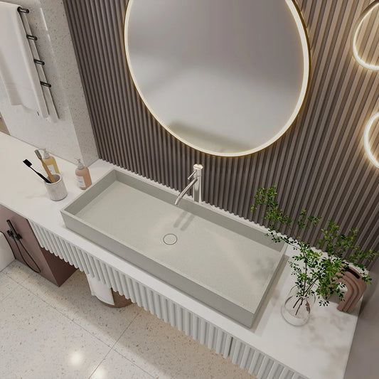 Schlankes, modernes Badezimmer-Waschbecken aus Beton