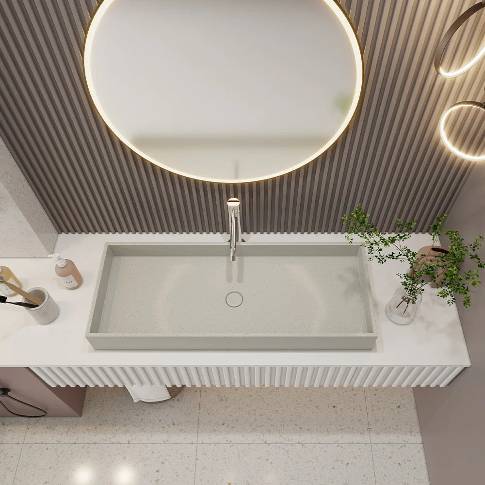 Schlankes, modernes Badezimmer-Waschbecken aus Beton