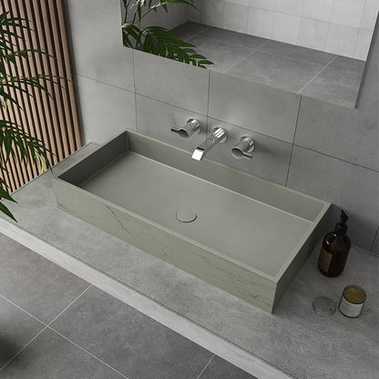 Sleek Rectangular Countertop Concrete Basin