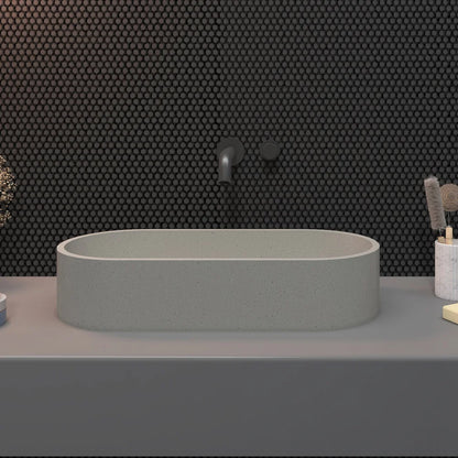Oval Gray Handmade Concrete Basin