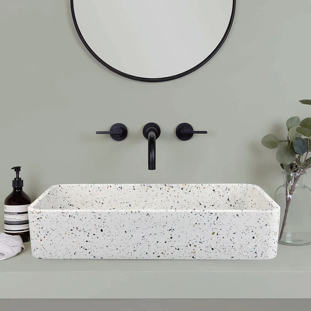 Rechteckiges Terrazzo-Waschbecken