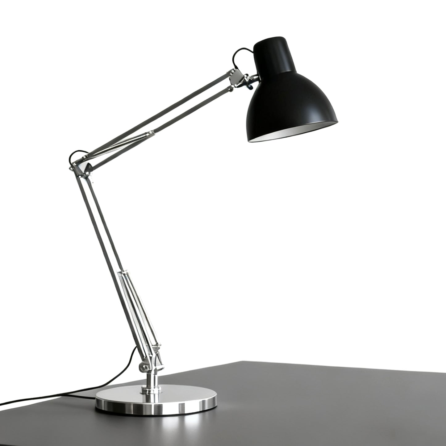 Black and Silver Adjustable Arm Modern Office Table Lamp