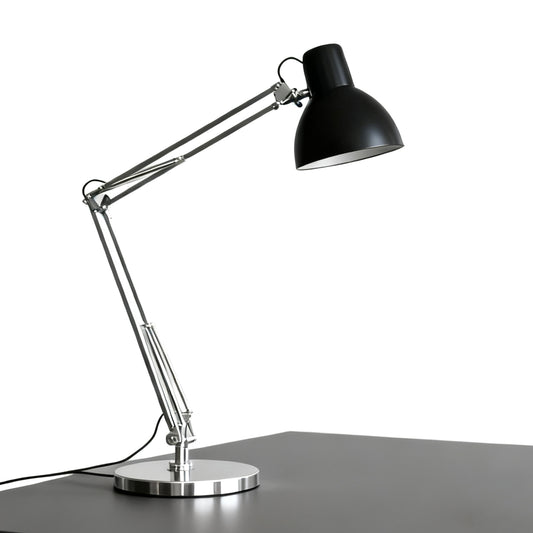 Black and Silver Adjustable Arm Modern Office Table Lamp