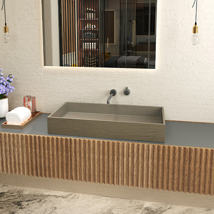 Sleek Rectangular Countertop Concrete Basin