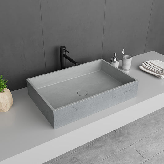 Rechteckiges handgefertigtes Waschbecken aus Beton