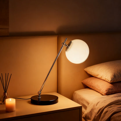 Black and Silver Spherical Glass Modern Minimalist Table Lamp